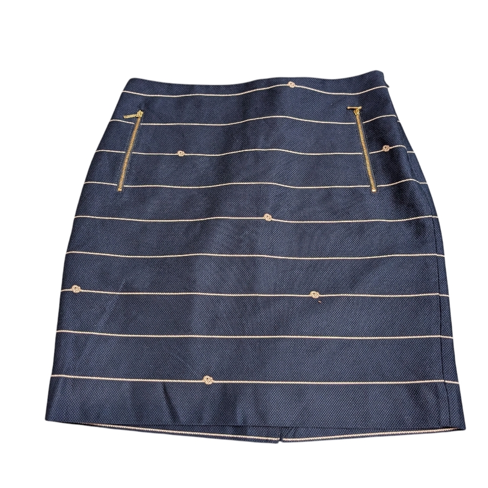 The Limited Nautical Skirt Petite Size 10 Navy and Cream with‎ Gold